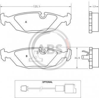 Колодка гальм. диск. BMW 3-/5-/6- задн. (вир-во) A.B.S. 36489 (фото 1)