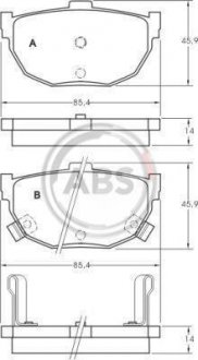 Колодка гальм. диск. HYUNDAI/NISSAN COUPE/LANTRA/MAXIMA задн. (вир-во) A.B.S. 36692 (фото 1)