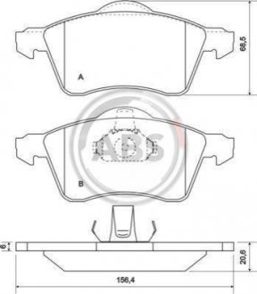 Колодка гальм. диск. VW TRANSPORTER (15" верст.) передн. (вир-во) A.B.S. 36986 (фото 1)