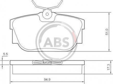 Колодка торм. диск. VW T4 задн. (пр-во) A.B.S. 37118 (фото 1)