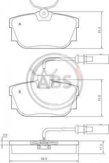 Колодка торм. диск. VW T4 15" задн. (пр-во) A.B.S. 37142 (фото 1)