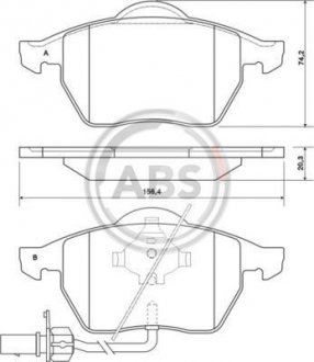 Колодка гальм. диск. AUDI/VW A6/PASSAT передн. (вир-во) A.B.S. 37156 (фото 1)