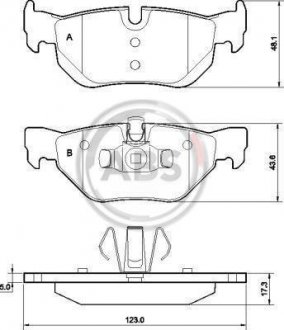 Колодка гальм. диск. BMW 3 (E90-91) 05 - задн. (вир-во) A.B.S. 37437 (фото 1)