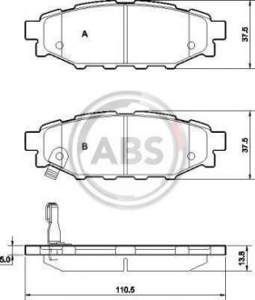 Колодка торм. диск. SUBARU LEGACY/OUTBACK задн. (пр-во) A.B.S. 37499 (фото 1)