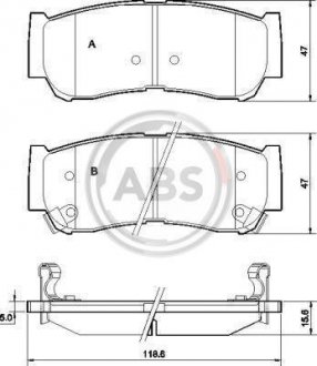 Колодка торм. HYUNDAI SANTA FE задн. (пр-во) A.B.S. 37523 (фото 1)