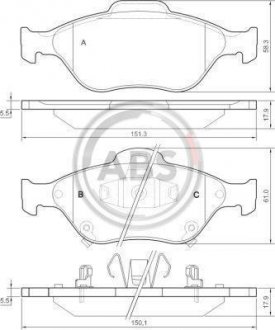 Колодка торм. диск. TOYOTA YARIS передн. (пр-во) A.B.S. 37546 (фото 1)