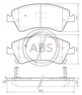 Колодка гальм. диск. TOYOTA AURIS, AVENSIS передн. (вир-во) A.B.S. 37615 (фото 1)