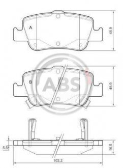 Колодка гальм. диск. TOYOTA AURIS, COROLLA задн. (вир-во) A.B.S. 37616 (фото 1)