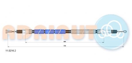 Трос ручного тормоза FIAT SKUDO,CITROEN JUMPY (пр-во) ADRIAUTO 11.0216.2 (фото 1)