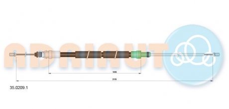 Трос ручного тормоза PEUGEOT 307 (пр-во) ADRIAUTO 35.0209.1 (фото 1)
