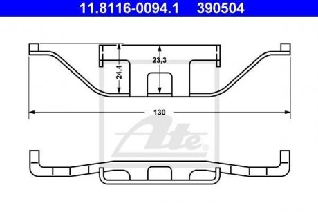 Планка супорта (заднього) прижимна (к-кт) BMW 3 (E46) 5 (E60)/7 (E38)/X5 (E53) 2.0-5.4 90-10 M54/M57/M60/M62 ATE 11.8116-0094.1 (фото 1)