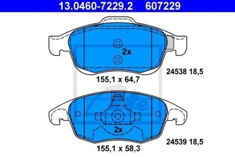 Колодки гальмівні (передні) Citroen C4 07-/Berlingo 05-/DS4/DS5 11-/Peugeot 5008 09-/Partner 08- ATE 13046072292 (фото 1)