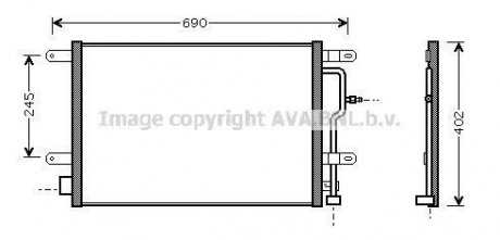 Конденсор кондиционера A4 00-02 ALL/A6 20/30 01- AVA COOLING AI5194 (фото 1)