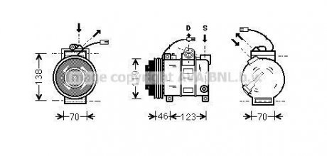 Компрессор кондиционера AUDI A6/SKODA SUPERB/VW PASSAT 1997- 2.5 TDI (AVA) AVA COOLING AIAK015