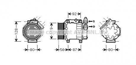 Компрессор кондиционера FOCUS2/C-MAX/S40/V50 (2004-2012) (Пр-во) AVA COOLING FDAK431 (фото 1)