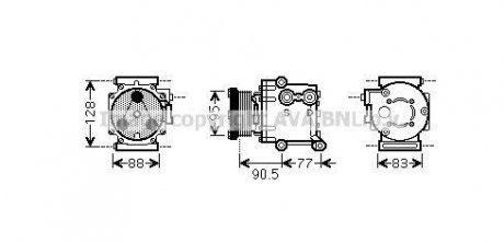 Компрессор кондиціонера Ford Fiesta Fusion 1,25-1,6i, Fiesta 1,25-1,6i 08> AVA COOLING FDAK434 (фото 1)