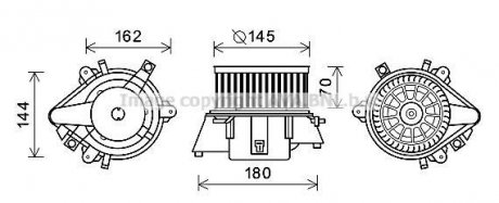 Вентилятор обігрівача салону Fiat Doblo I 01>10 AC+ AVA COOLING FT8438 (фото 1)