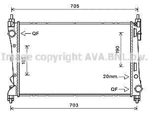 Радиатор охлождения FIAT DOBLO (152, 263) (09-) 1.3 MJTD (пр-во) AVA COOLING FTA2449 (фото 1)