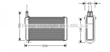 Радиатор отопителя ВАЗ 2108, 09, 099, <Таврия> (пр-во) AVA COOLING LA6009 (фото 1)