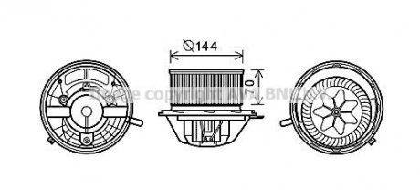 Вентилятор отопителя салона MB A-class 169 04>12, B-class 245 05>11 AC+ AVA COOLING MS8607 (фото 1)