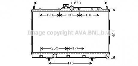 Радиатор охлаждения двигателя Mitsubishi Outlander 2,0i 2WD/4WD 5MT AC+/- 03>06 AVA COOLING MT2183 (фото 1)