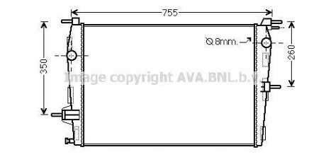 Радіатор охолодження RENAULT MEGANE/SCENIC 2009- (вир-во) AVA COOLING RT2458 (фото 1)