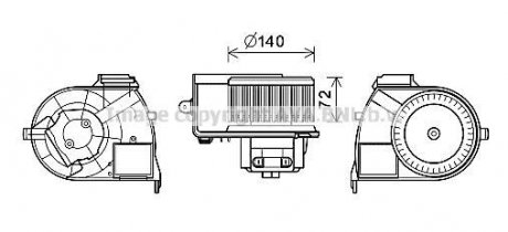 Вентилятор обігрівача салону Renault Kangoo I AC+ AVA COOLING RT8617 (фото 1)