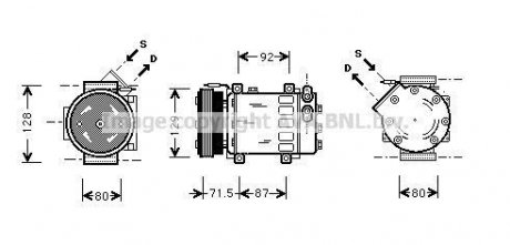 Компрессор кондиционера DACIA LOGAN (2005)/ RENAULT MEGANE (1996) (пр-во) AVA COOLING RTAK281 (фото 1)