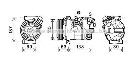 Компрессор кондиционера RENAULT MEGANE/ SCENIC (2009) (пр-во) AVA COOLING RTAK491 (фото 1)