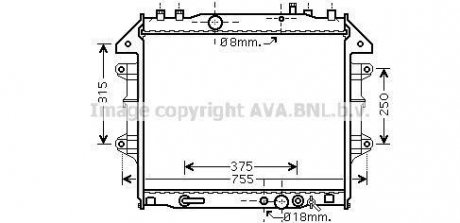 Радиатор охлаждения TOYOTA HI-LUX VII (AN10, AN20) (05-) AVA COOLING TO2496 (фото 1)