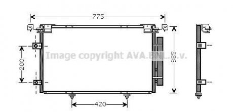 Конденсор кондиціонера CAMRY ALL 01-05 (Van) AVA COOLING TO5319D (фото 1)