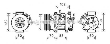Компресор кондиціонера AURIS/COROLLA 1.6/1.8i 06 (вир-во) AVA COOLING TOAK627 (фото 1)