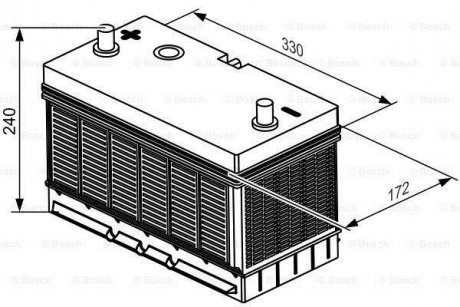 Акумулятор 105Ah-12v (T3052) (330x172x240),L,EN800 клеми тонкі по центру BOSCH 0092T30520 (фото 1)