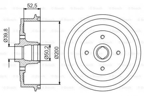 Барабан гальмівний DAEWOO LANOS +HUB задн. (вир-во) BOSCH 0986477217 (фото 1)