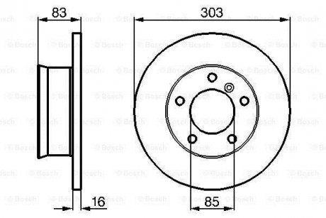 Диск гальмівний (передній) MB G-class (W460/W461/W463) 90- (303x16) BOSCH 0986478189 (фото 1)