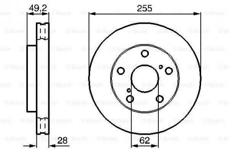 Диск гальмівний (передній) Toyota Camry 2.2 91-96 (255x26) BOSCH 0986478726 (фото 1)