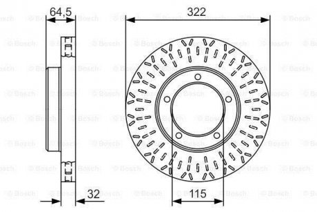 Диск гальмівний (передній) Toyota Land Cruiser 4.2D 98-07 (322x32) BOSCH 0 986 479 A64 (фото 1)