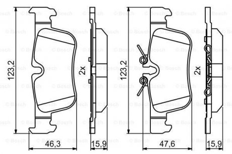 Колодки гальмівні (задние) BMW 1 (F52/F40)/X2 (F39) 17-/2 (F44-F46)/i3 (I01) 13-/X1 (F48)/Mini 14- BOSCH 0986494812 (фото 1)