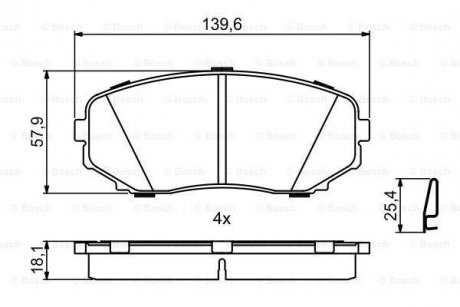 Колодки гальмівні (передние) Mazda CX-7 2.2-3.7 06- BOSCH 0 986 494 879 (фото 1)