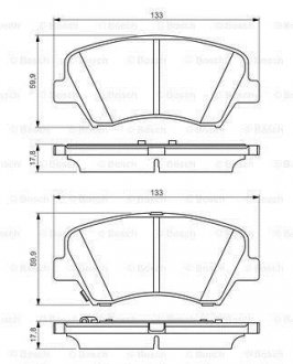 Колодка гальм. диск. HYUNDAI VELOSTER 1.6I 16V GDI 11/03 - передн. (вир-во) BOSCH 0 986 495 343 (фото 1)