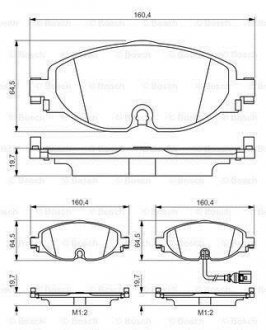 Колодки гальмівні (передние) Audi A3/Q2/Q3/Seat/Skoda Octavia/Kodiaq/VW Golf/Passat B8 12- (+датчик) BOSCH 0 986 495 347 (фото 1)