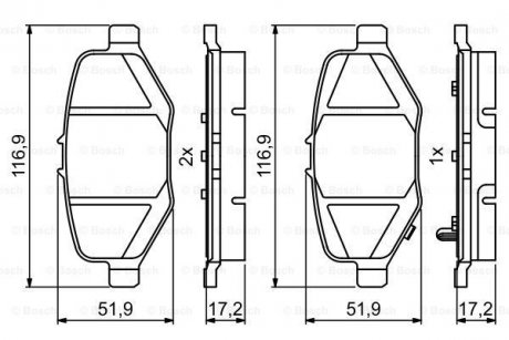 Колодки гальмівні дискові BOSCH 0986495397 (фото 1)
