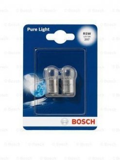 Автолампа (12V 5W R5W PURE LIGHT 2 шт) BOSCH 1987301022 (фото 1)