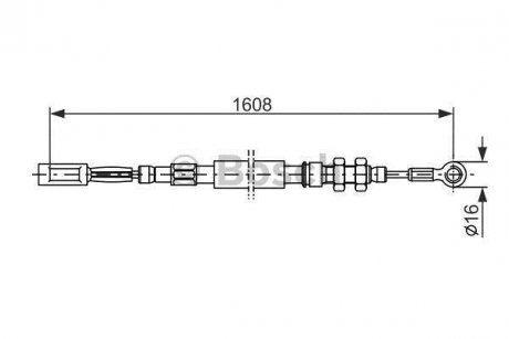 Трос ручника Citroen C25/Peugeot J5/Fiat Ducato 81-94 (1608/1364mm) (L) BOSCH 1987477417 (фото 1)