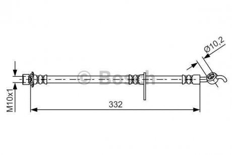 Шланг гальмівний (задній) (L) Toyota Auris/Avensis 1.6-2.2D 11.06-10.18 L=332mm) BOSCH 1987481654 (фото 1)