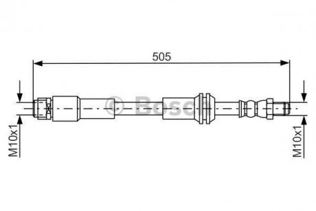 Шланг гальмівний (передній) MB A-class (W176) 98-04/B-class (W246/W242) (505mm) 11- BOSCH 1 987 481 675 (фото 1)