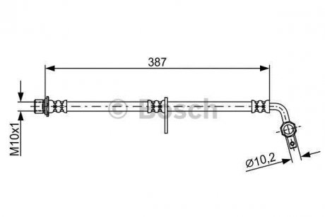 Шланг гальмівний (передній) Lexus LX/Toyota Land Cruiser 98-08 (L) (L=387mm) BOSCH 1987481902 (фото 1)