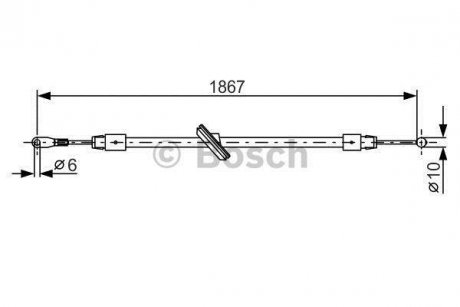Трос ручника (центральний) MB Sprinter/VW Crafter 06- (1867/365mm) BOSCH 1 987 482 028 (фото 1)
