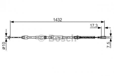 Трос ручника (задній) MB Sprinter 515/VW Crafter 50 06- (1432/1112mm) BOSCH 1987482034 (фото 1)