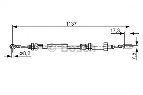 Трос ручника (центральний) Citroen Jumper I/Peugeot Boxer 94-02 (1137/842mm) BOSCH 1 987 482 046 (фото 1)
